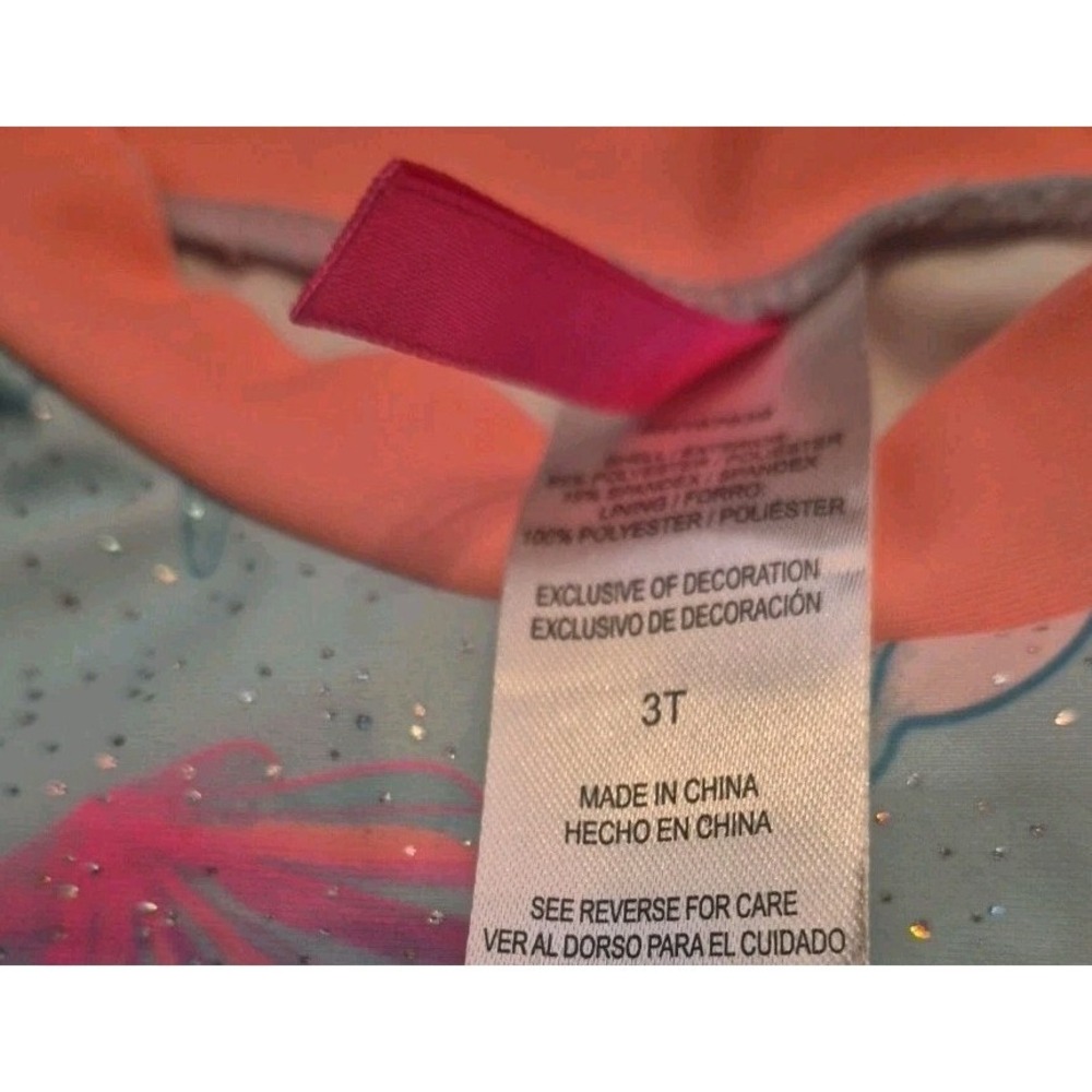 Betsey Johnson Girl's 3T L/S 2 Pc Rash Guard Tankini Swimsuit Blue Sea Shell - Picture 7 of 9